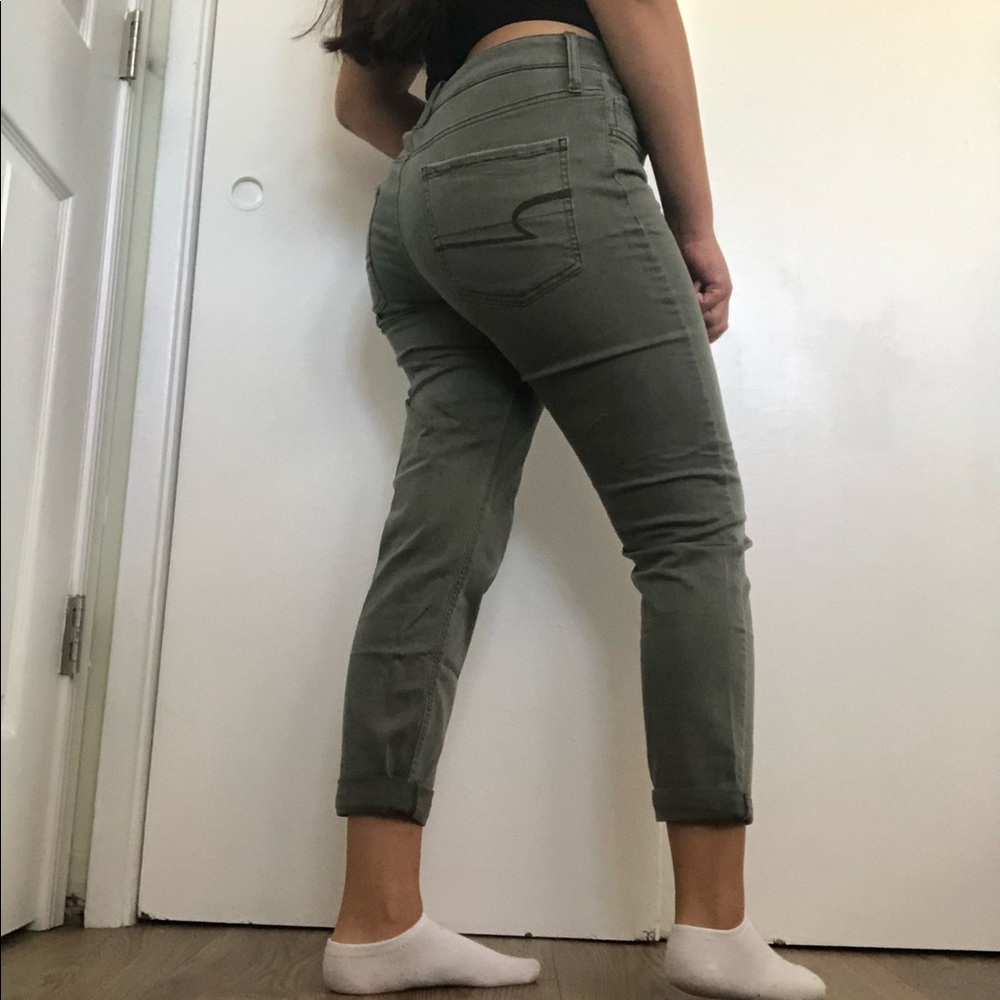 American Eagle Green High Waist Skinny Jeans 🦅
